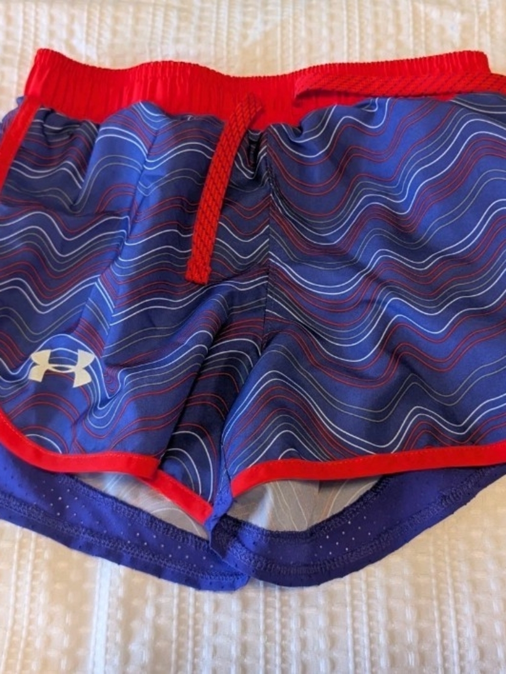 Under Armour Women's Navy Blue Shorts with Red Trim